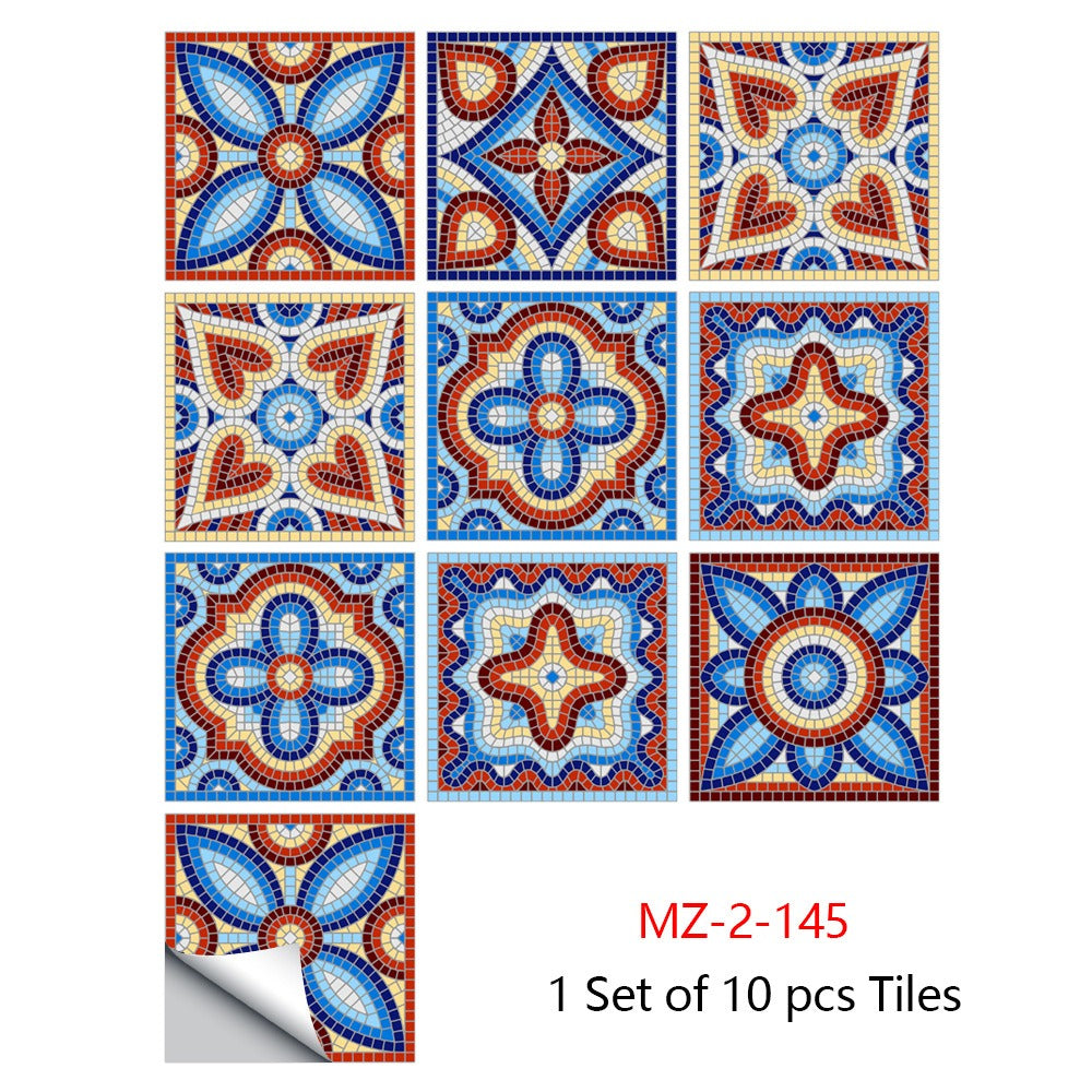10 Piece Set Of Datura Mosaic Small Flower Imitation Ceramic Tile Sticker For Home Renovation Kitchen And Bathroom Decoration Self-Adhesive Wall Sticker