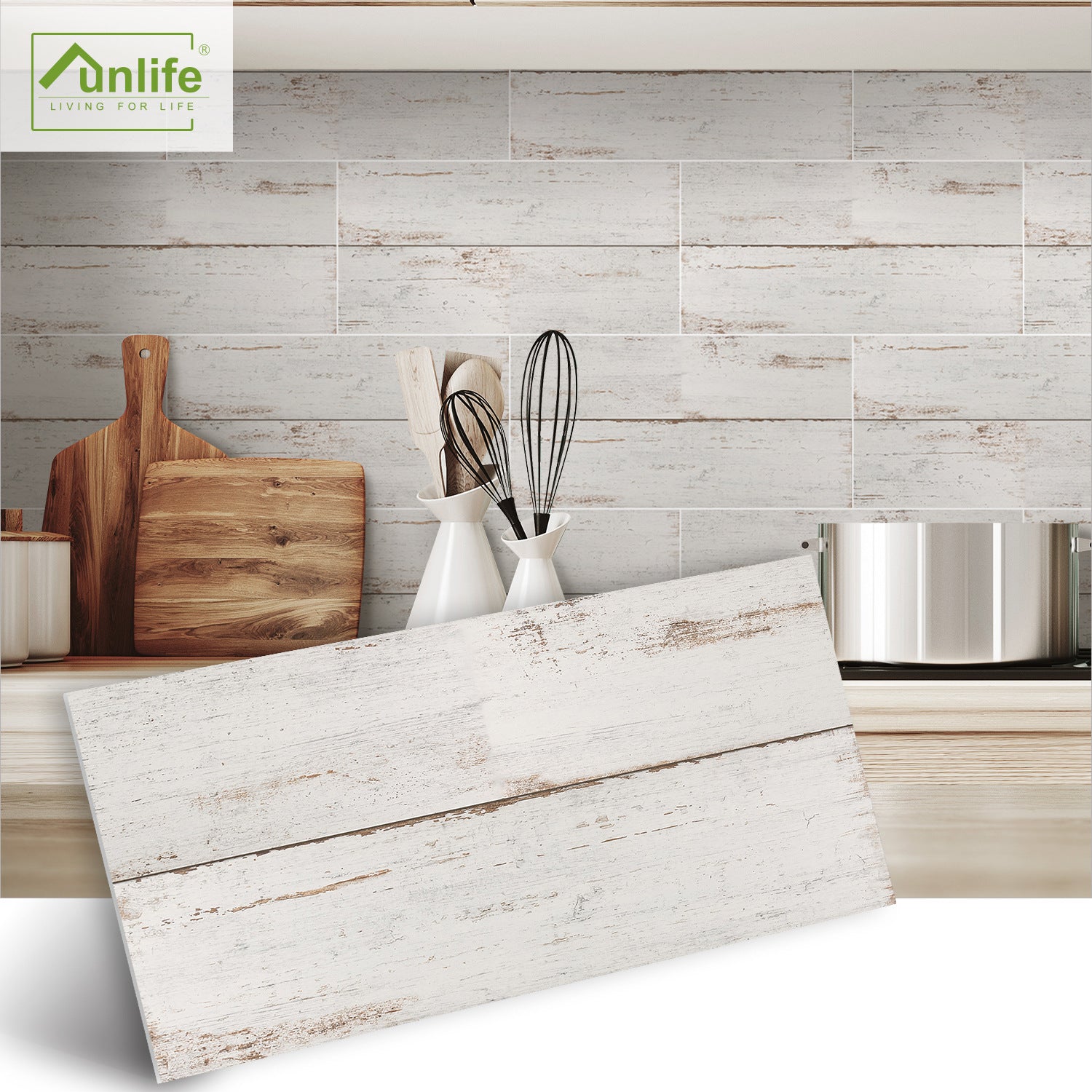 Funlife City Lights Thickened Brick Stickers American Retro Lace Wood Grain Self-Adhesive Decorative Wall Stickers