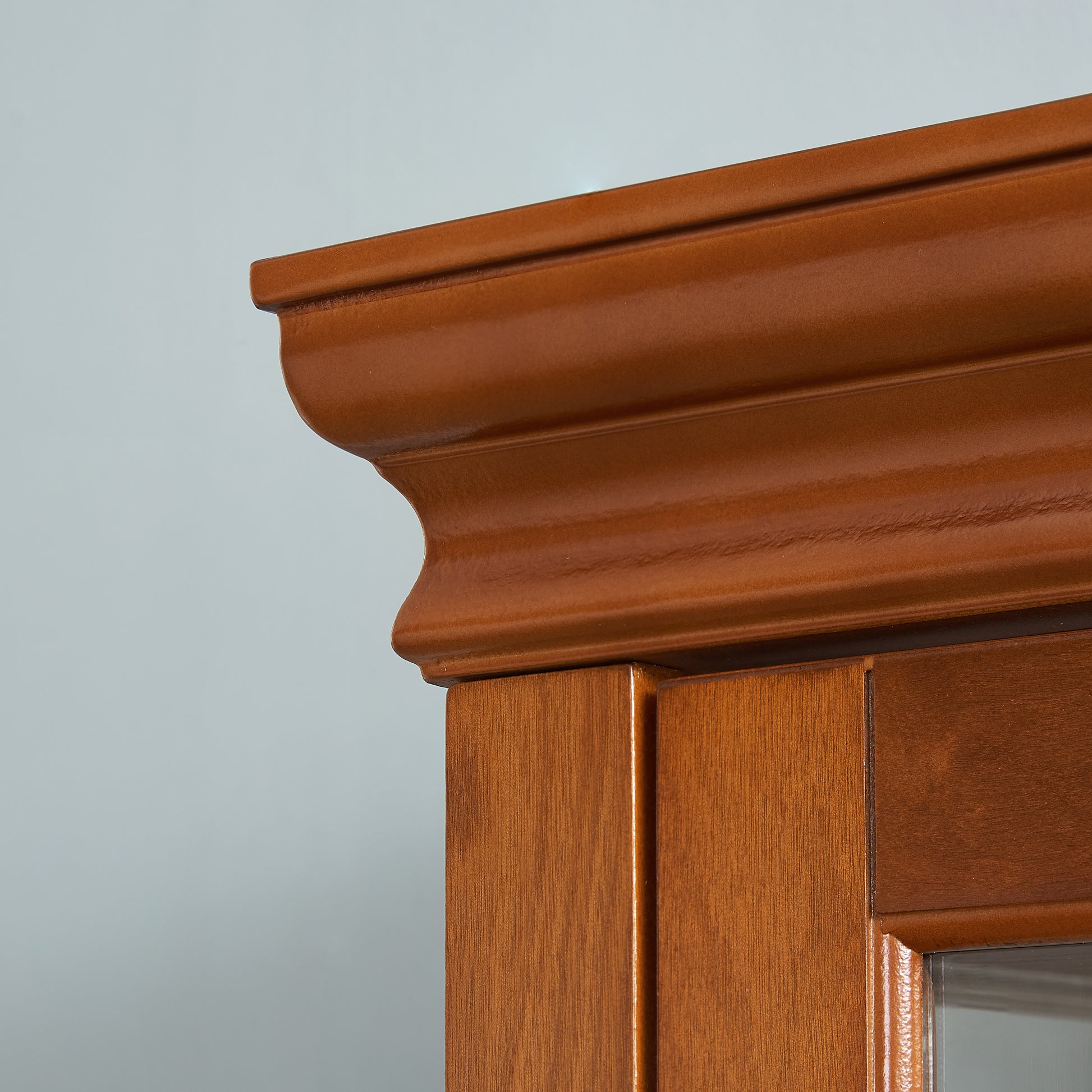 Lighting Curio Diapali cabinet with adjustable shelves, mirror back panel, tempered glass door (without light bulb), walnut wood eprolo