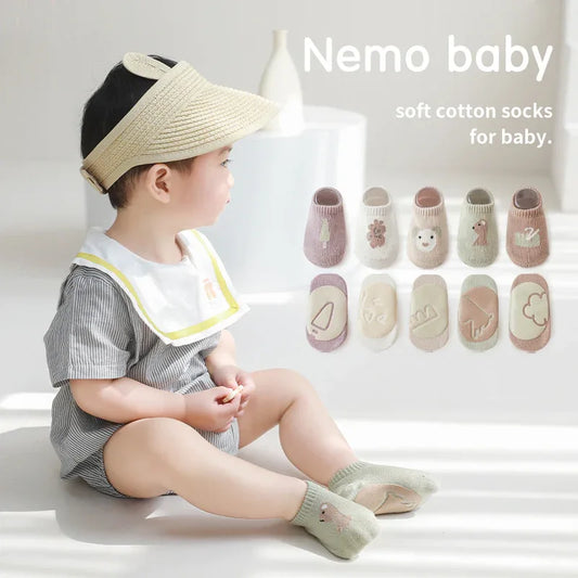 Baby Non-Slip Floor Socks - Combed Cotton Cartoon Boat Socks for Toddlers - Shello's Creative Boutique