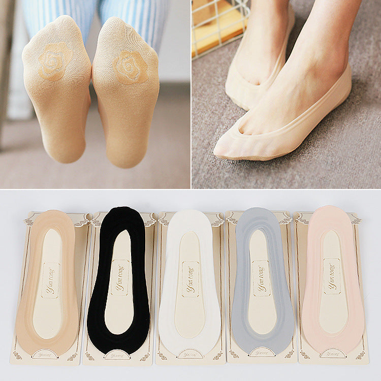 Ice Silk Invisible Boat Socks – Ultra-Thin, Non-Slip Comfort for Women