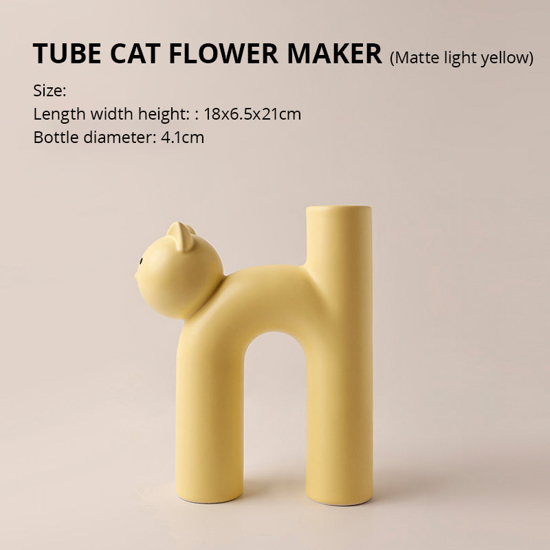 Creative Korean Christmas Cute Tubular Cat Vase Living Room Home Desktop Decoration eprolo