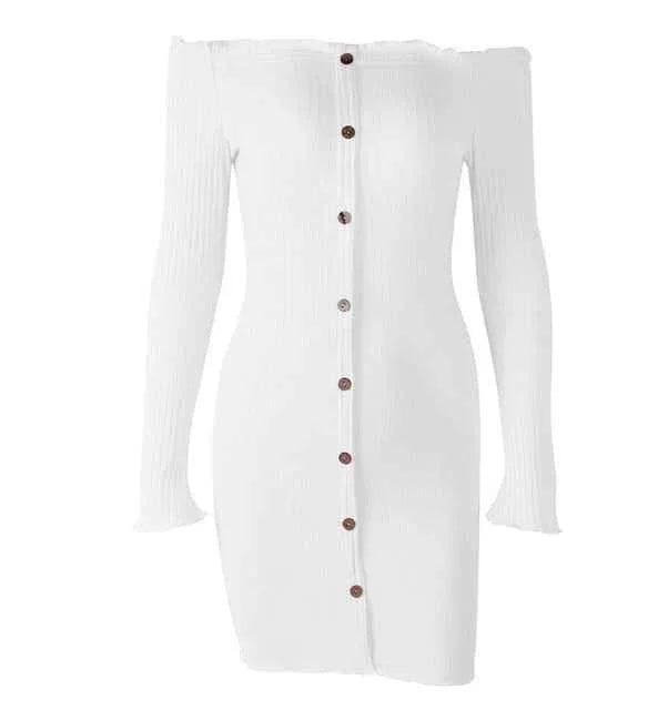 Sexy Off Shoulder Sweater Dress - Women's Knitted Bodycon Style - Shello's Creative Boutique