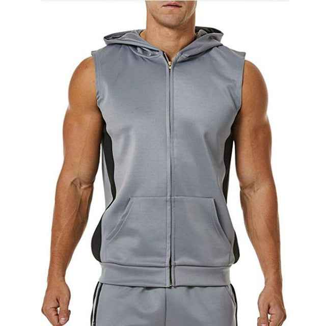 Men's Zipper Splicing Sports Hooded Vest ā Perfect for Fitness Enthusiasts