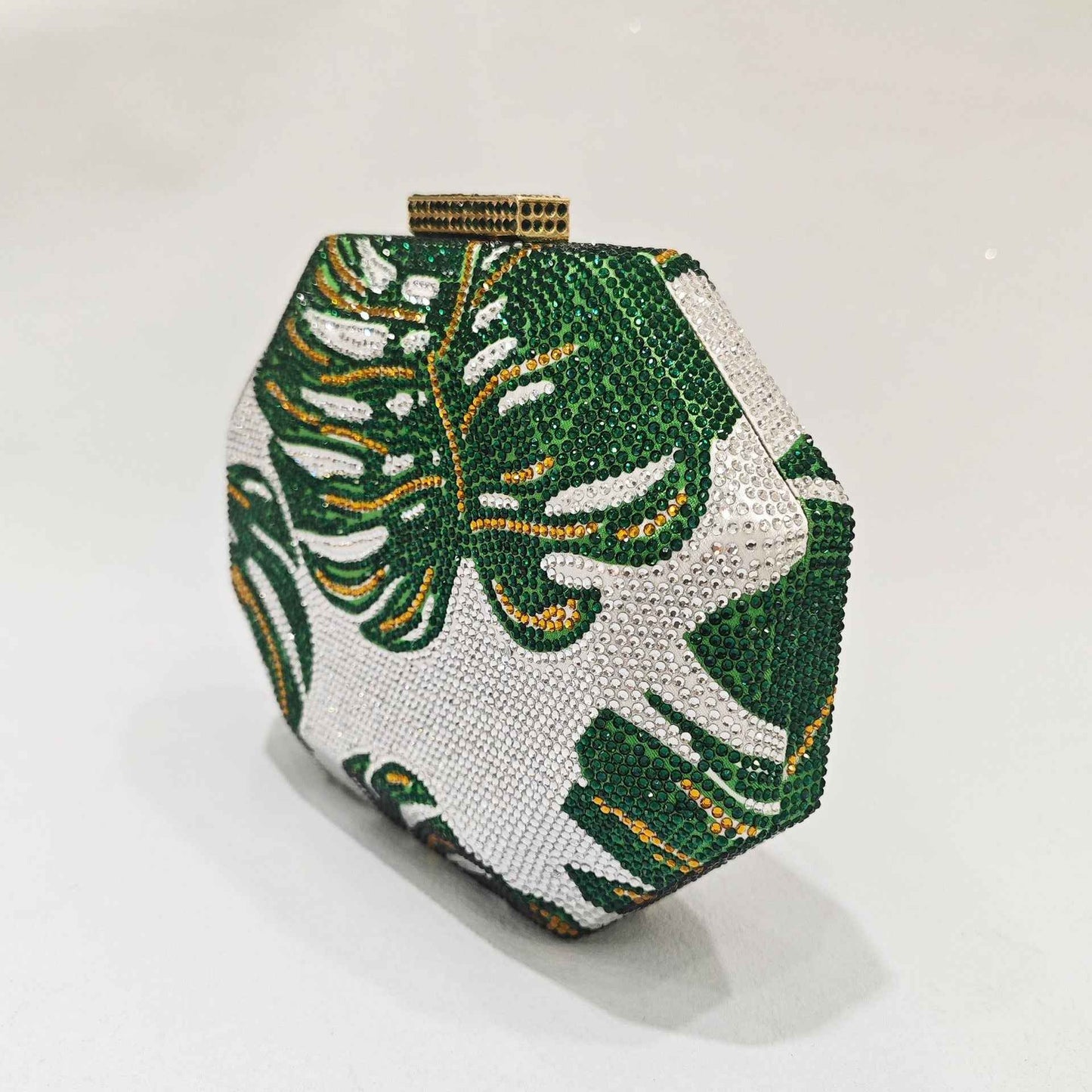 Green Leaf Diamond Handbag - Hot Dinner Handheld Bag with Chain