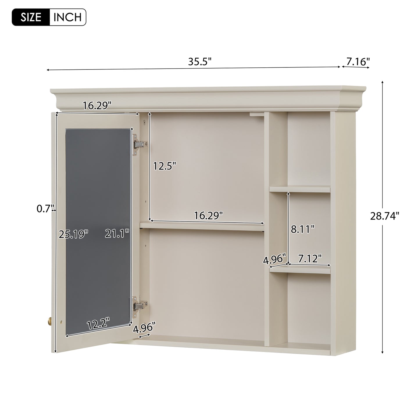 35'' x 28'' Blue Wall Mounted Bathroom Storage Cabinet with Mirror Door, Modern Bathroom Wall Cabinet with Mirror eprolo