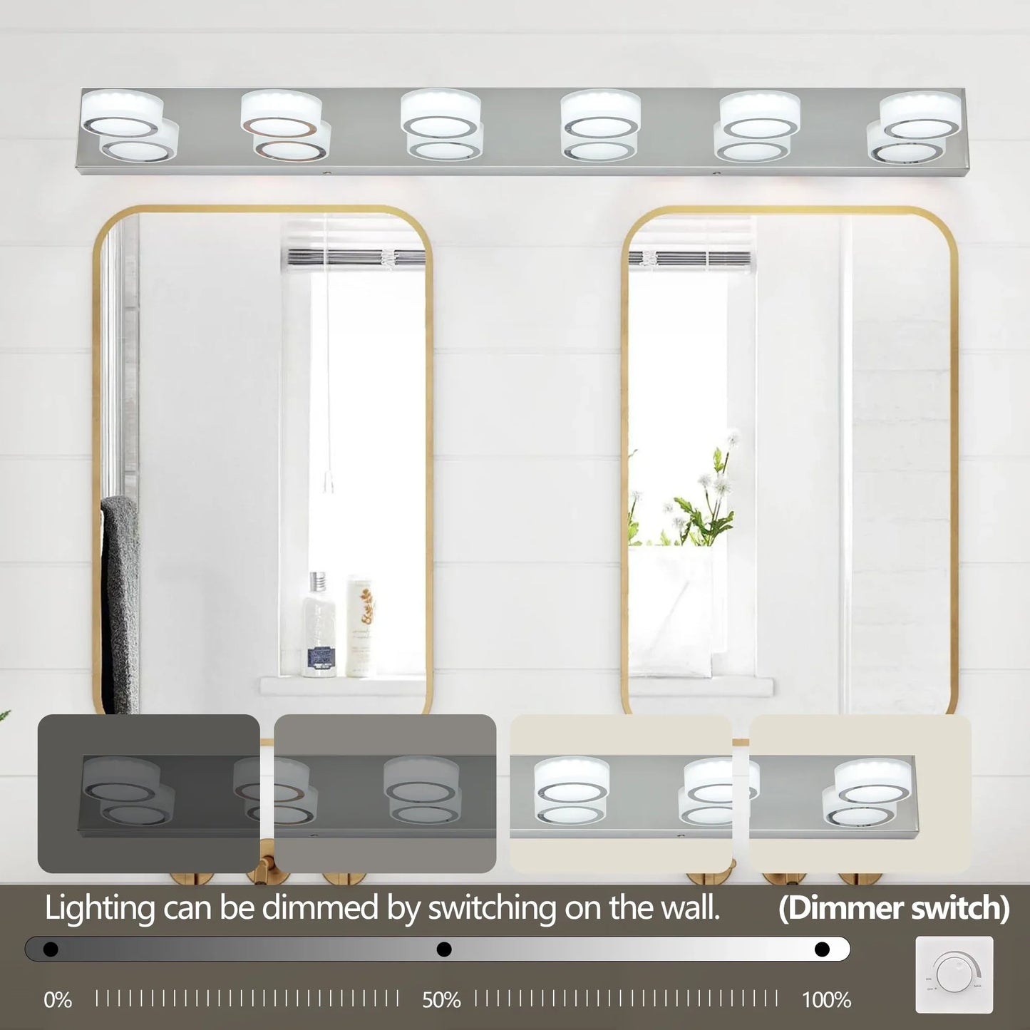 LED Modern Chrome 6-Light Vanity Lights Fixtures Over Mirror Bath Wall Lighting - Shello's Creative Boutique