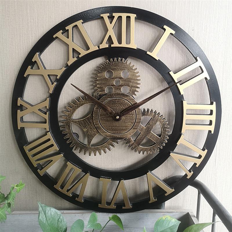 Industrial Gear Wall Clock Decorative Wall Clock Industrial Style Wall Clock (Silver Shipment without Battery) eprolo