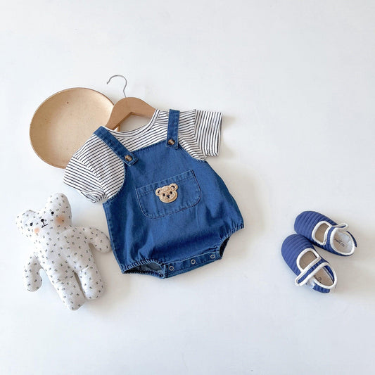 Bear Denim Overalls shorts children's clothing baby summer shorts - Shello's Creative Boutique
