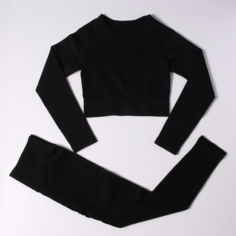 Women Gym Clothing Female High Waist Yoga Pants Tracksuit Women Fitness Clothing 2 Piece Set -Shello's Creative Boutique