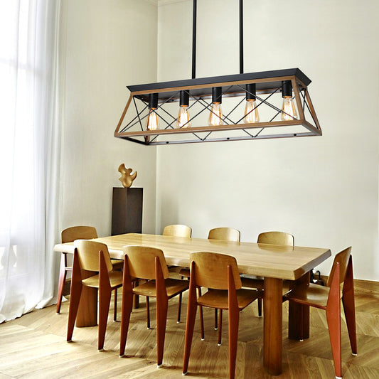 Farmhouse Chandeliers With 5 Bulbs For Dining Room Walnut eprolo