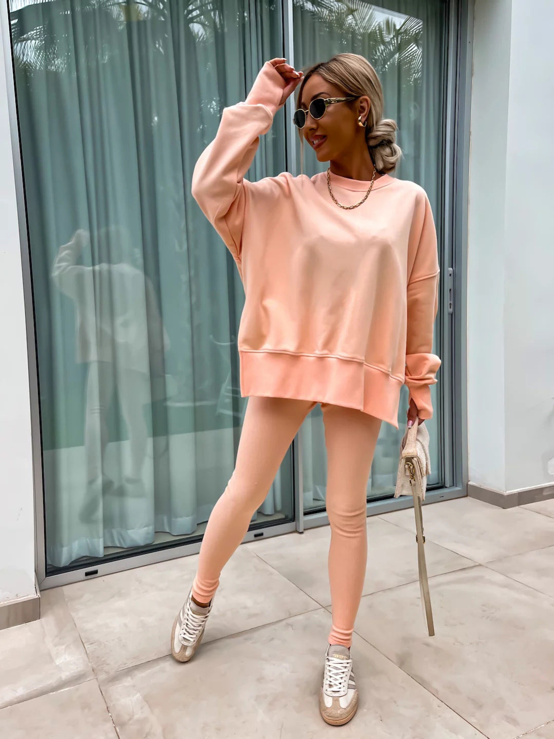 Women's Wear European and American Casual Tight Pants Loose Hoodie Set Two Piece Set eprolo