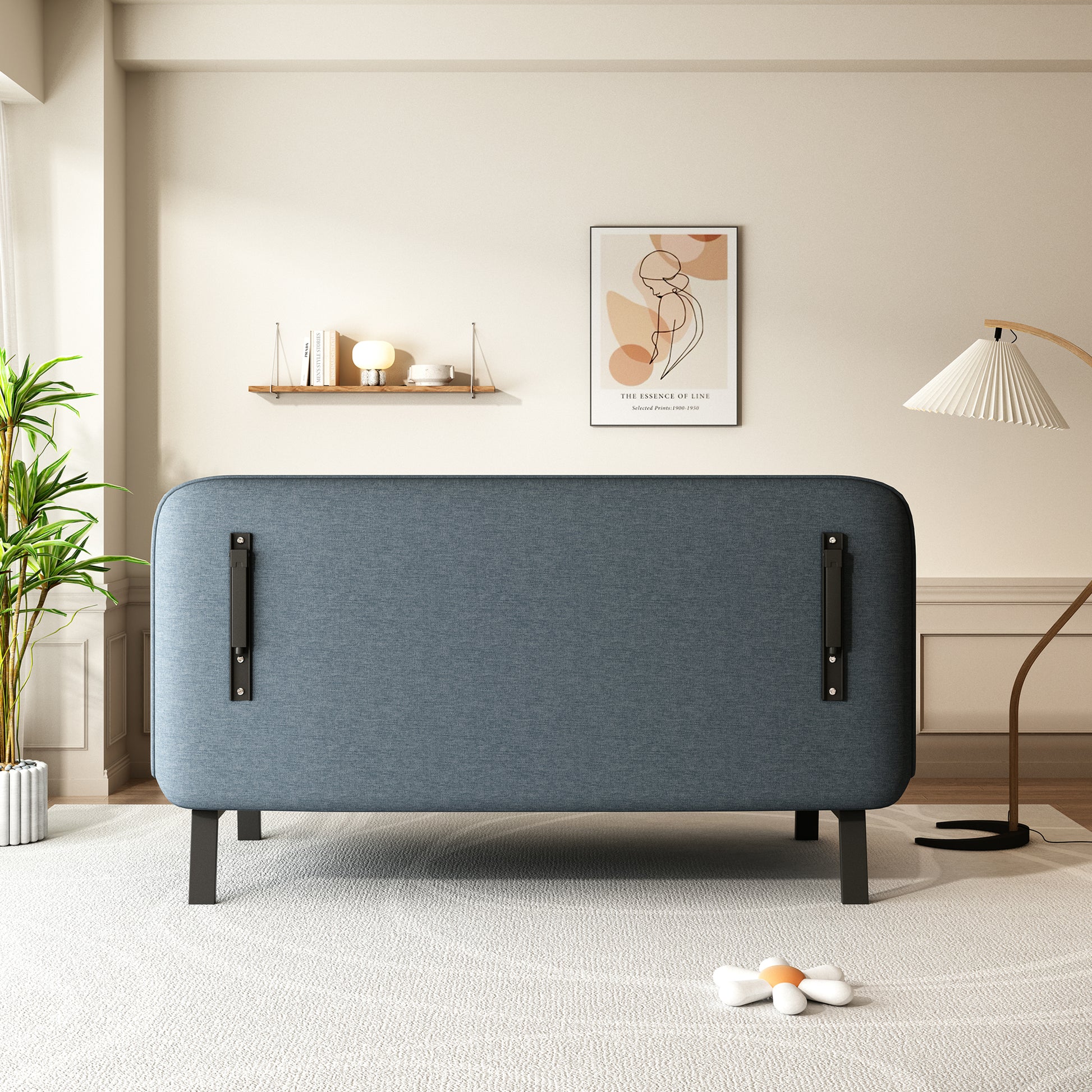 55″ Convertible Chair Bed Tri-Fold Sofa Bed with Adjustable Backrest & Pillow eprolo