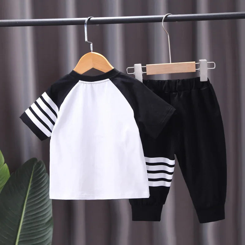 Children's Clothing Boys Summer Suits Casual Korean Version Children's Summer Baby Short Sleeve Two-Piece Suit - Shello's Creative Boutique