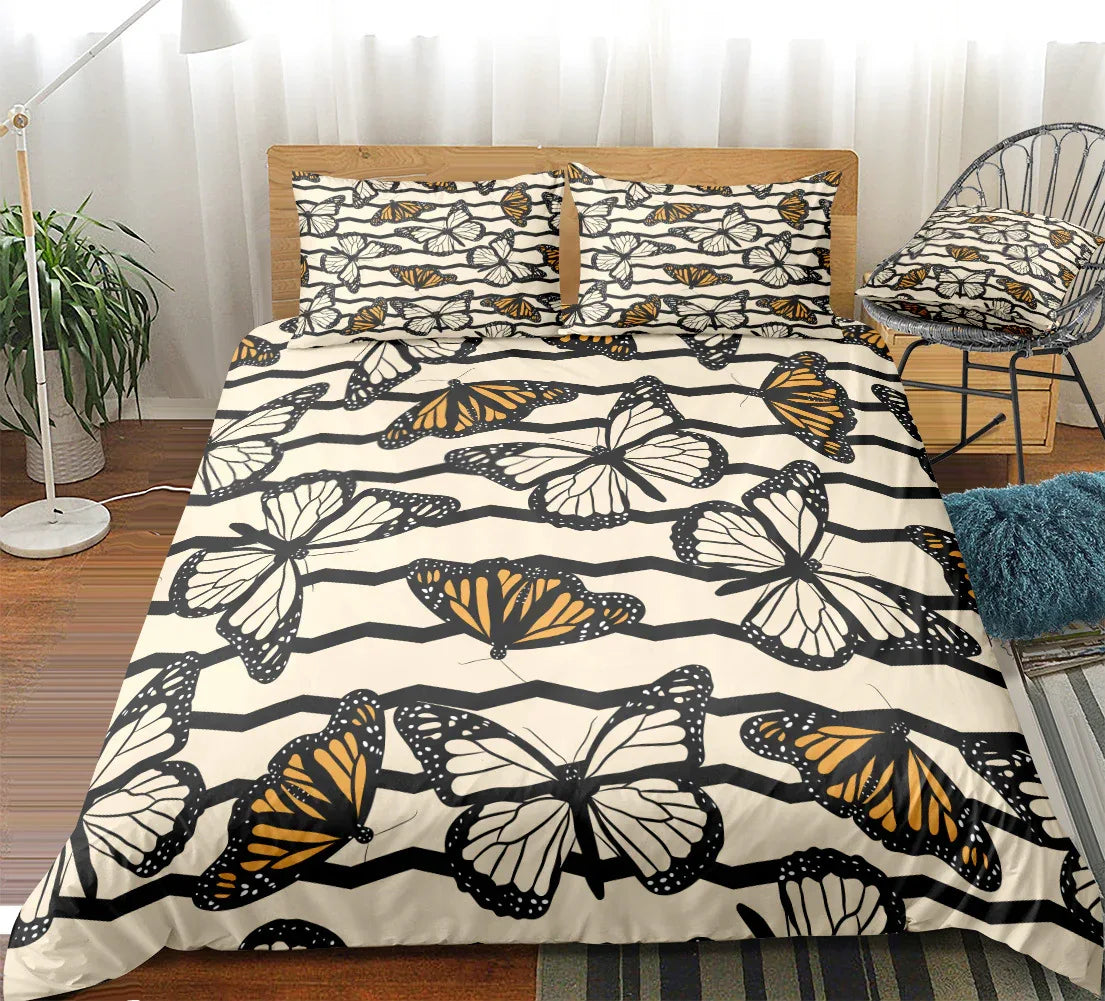 Home Textile Bedding Sheet Quilt Cover Pillowcase Butterfly Three or Four Piece Set - Shello's Creative Boutique