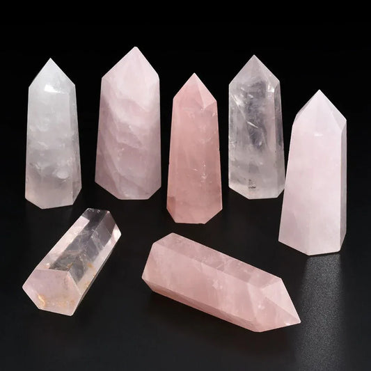 1PC Large Natural Pink Rose Quartz Point – Healing Crystal for Home & Spiritual Decor - Shello's Creative Boutique