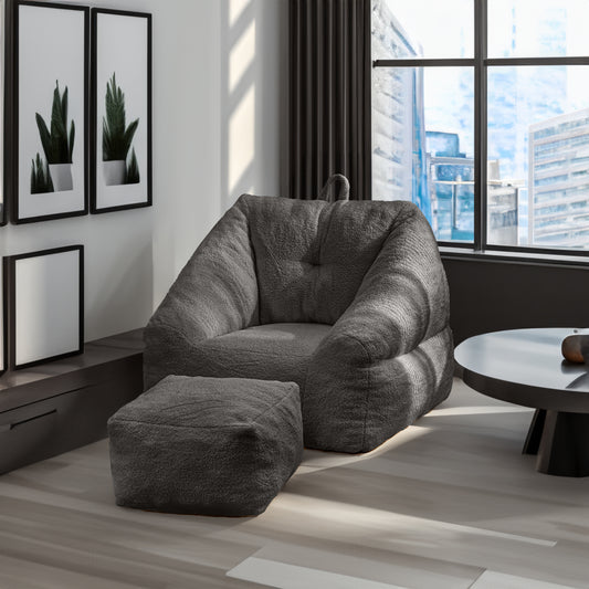 Beanbag chair with filler, beanbag sofa with tufted soft filler with memory foam, black eprolo