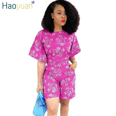 Plus Size 2 Piece Set Women Sexy Short Sleeve Tops And Shorts Suit Casual Summer Floral Two Piece Outfits - Shello's Creative Boutique