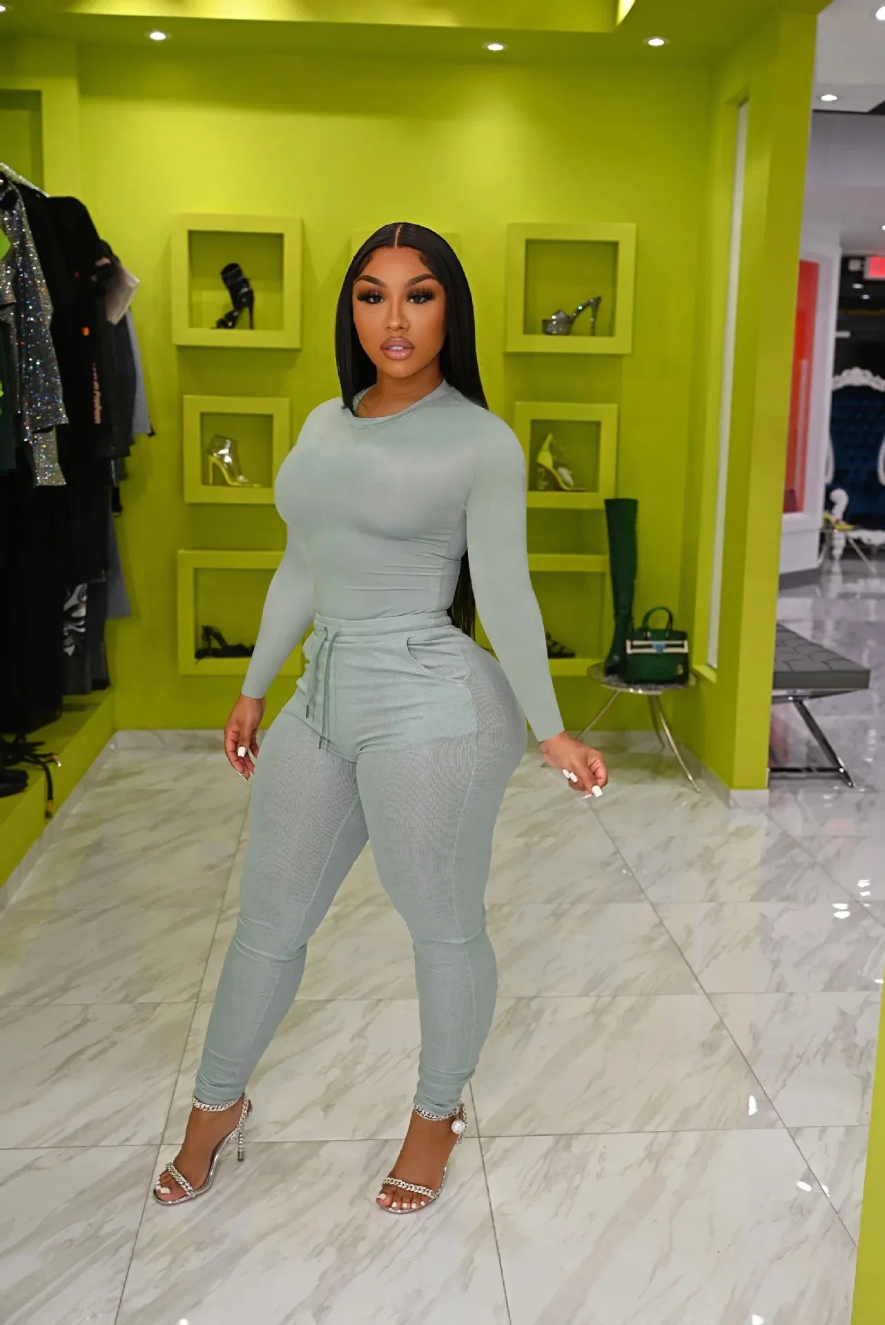 European And American Women Popular Solid Color Casual String Pocket Two Piece Set - Shello's Creative Boutique