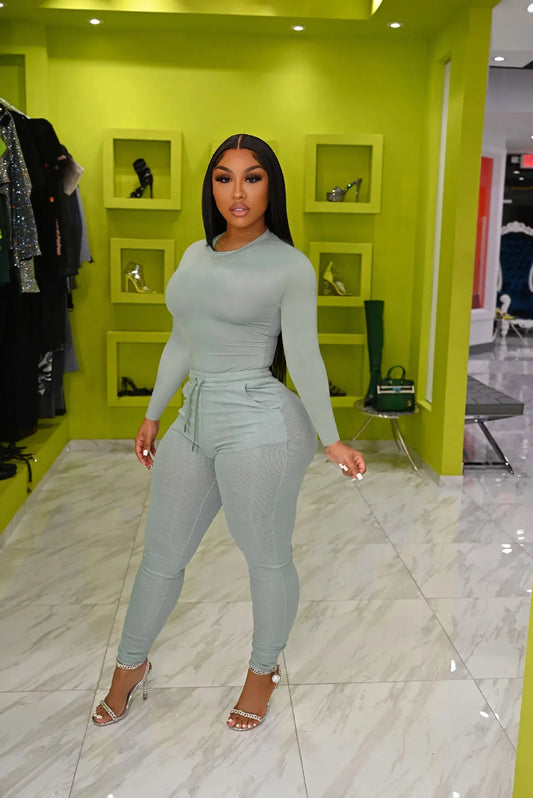 European And American Women Popular Solid Color Casual String Pocket Two Piece Set - Shello's Creative Boutique
