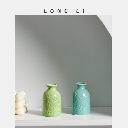 Ceramic Aromatherapy Bottle Creative Home Mini Ceramic Vase Ornament Decoration Hydroponic Vase Small Flower Arrangement eprolo