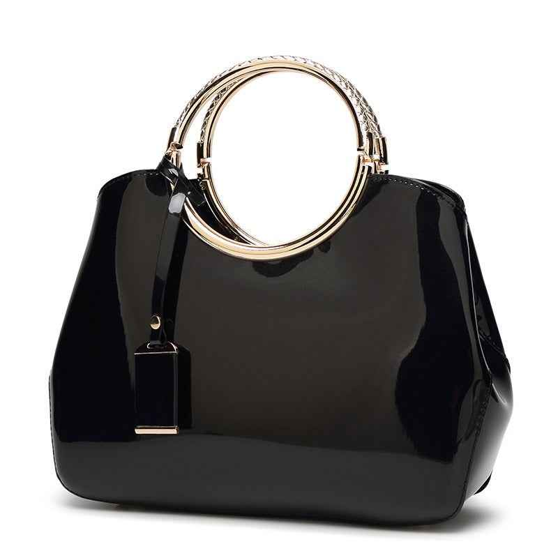 One-Shoulder Wedding Shiny Patent Leather Crossbody Handbag