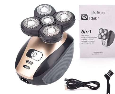 Multifunctional 5-Head Shaver Rechargeable Razor Water Washing Bald Head Machine Five-In-One Razor eprolo