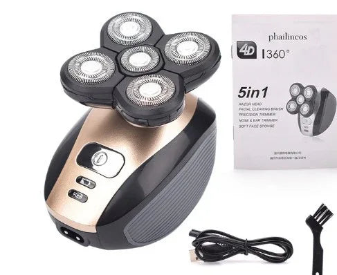 Multifunctional 5-Head Shaver Rechargeable Razor Water Washing Bald Head Machine Five-In-One Razor - Shello's Creative Boutique