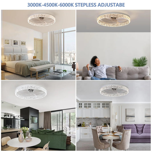 Modern Acrylic Ceiling Fan Light – Sleek, Smart & Silent Comfort - Shello's Creative Boutique