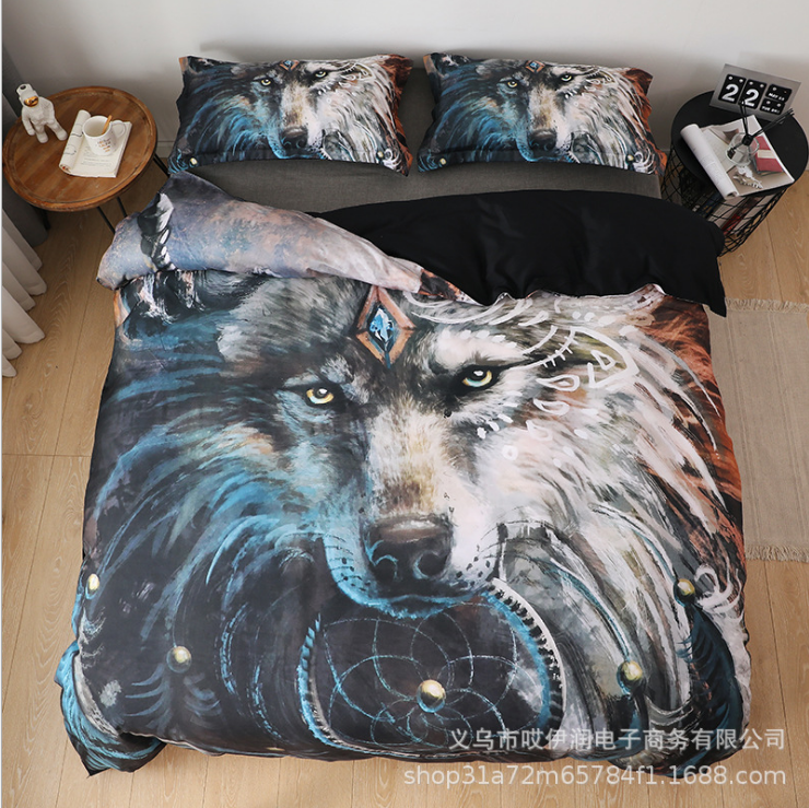 3D digital printing wolf warrior quilt cover three piece bedding home textile eprolo