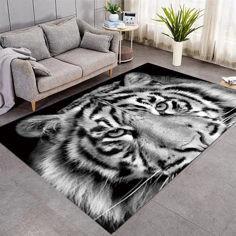 3D Three-Dimensional Animal Tiger Carpet - Realistic Living Room Floor Mat - Coffee Table Sofa Rug - Shello's Creative Boutique