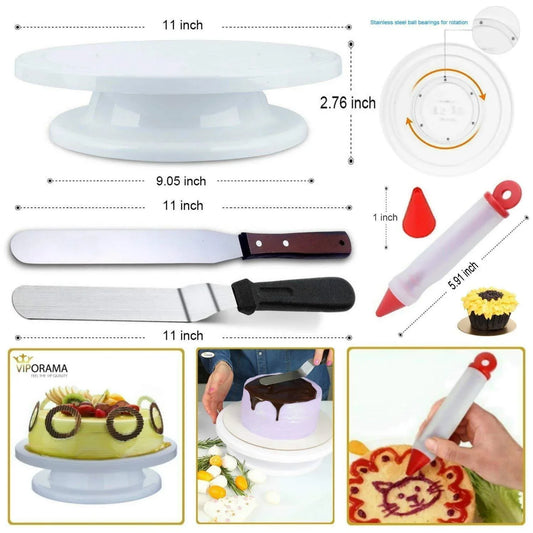 Numbered 73-Piece Set Of Cake Turntable, Non-Slip Turntable, Cake Flower Nozzle, Love Silicone Mold - Shello's Creative Boutique