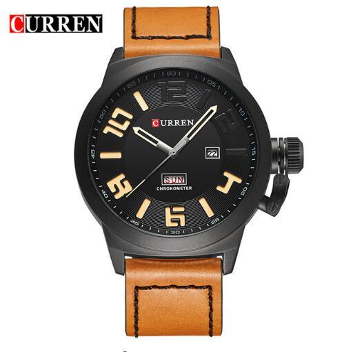 Curren Watches men Wristwatch leather - Shello's Creative Boutique