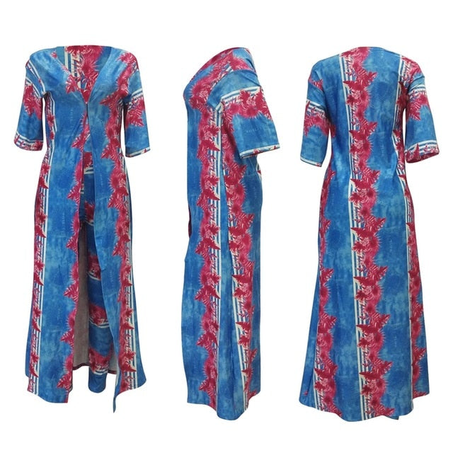 Plus Size Sexy two Piece Set Women clothes Cardigan Cloak Long Top And Bodycon Pant Matching Sets eprolo