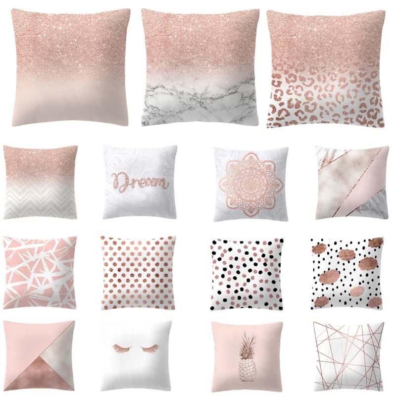 Rose Gold Pineapple Glitter Pillow Case - Glamorous 45x45cm Cushion Cover