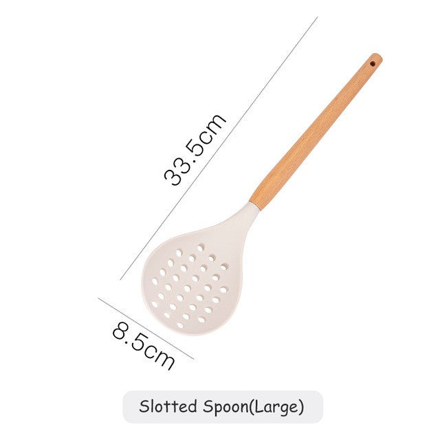Milky White Silicone Kitchen Set Non-Stick Silicone Kitchen Utensils Cooking Spatula 10-Piece Set With Storage Bucket eprolo
