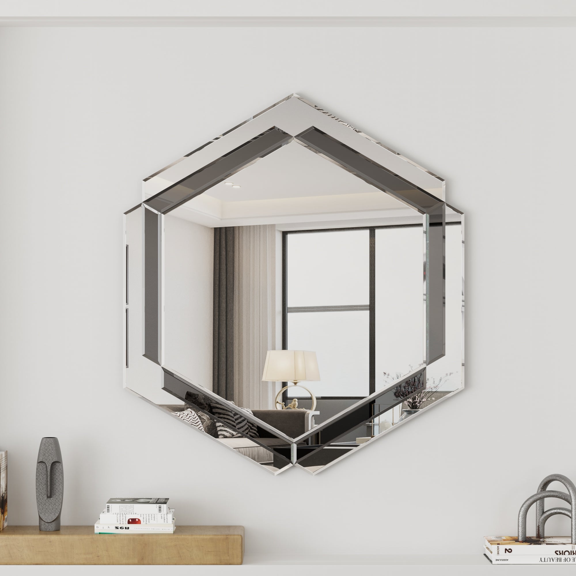 28 x 31.5 inches Wall-Mounted Silver Decorative Round Wall Mirror for Home, Living Room, Bedroom, Entryway eprolo