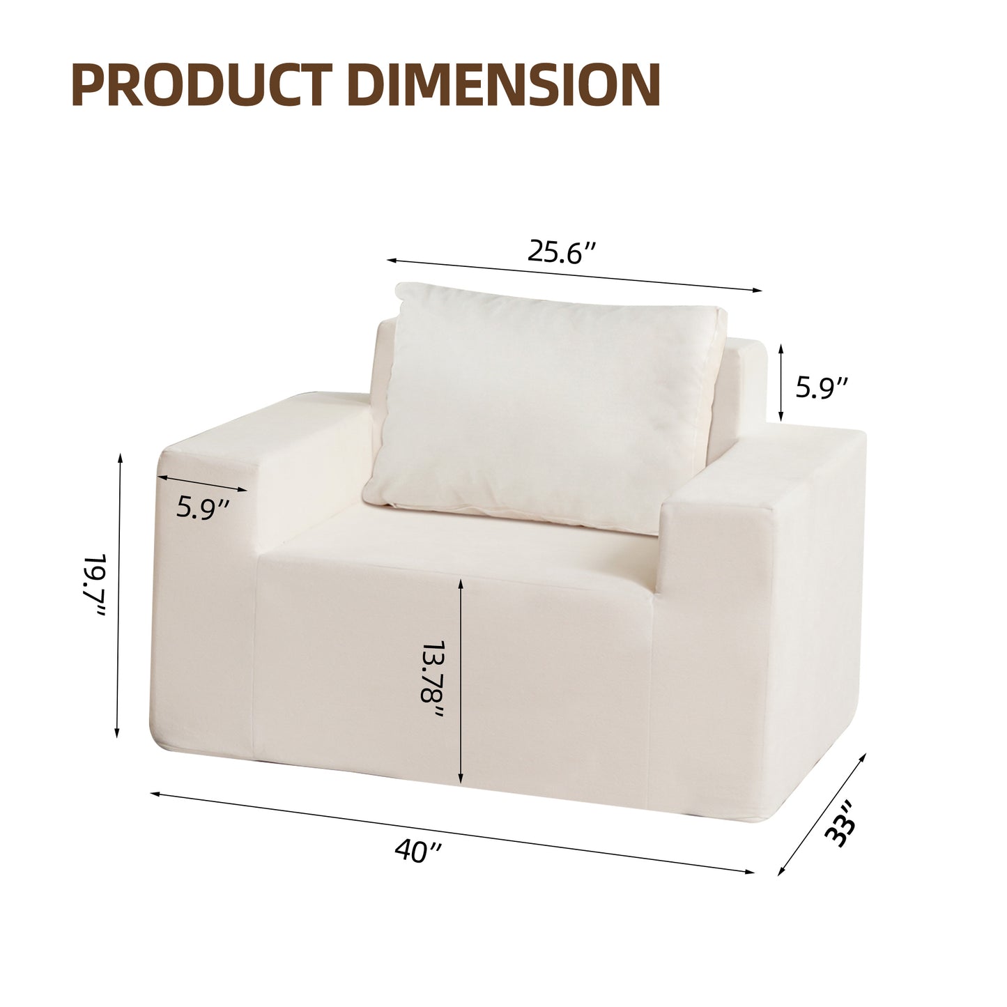 Sofa in a box Foam Sofa Couch with Pillow, Bean Bag Chairs for Adults Stuffed High-Density Foam eprolo