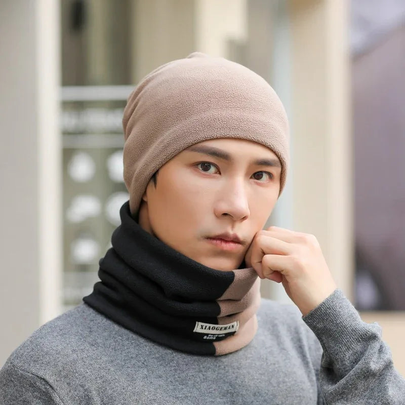 2pcs Men's Scarf Winter Simple Men And Women Winter Warm Hat Thickened Scarf Set Student Head Neck Cover - Shello's Creative Boutique