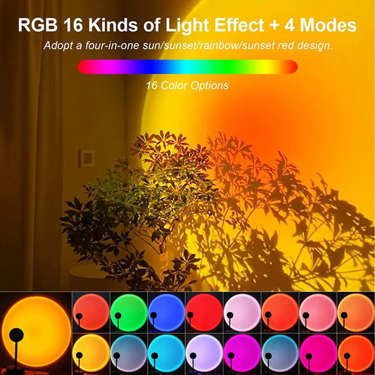 Smart Bluetooth Night Light Rainbow Sunset Projector Lamp for Home Coffe shop Background Wall Decoration Atmosphere Table Lamp - Shello's Creative Boutique
