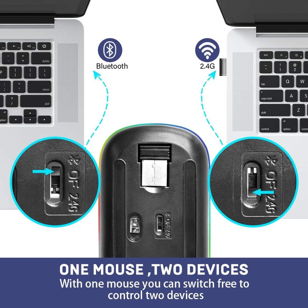Wireless Mouse Bluetooth RGB Rechargeable Mouse Wireless Computer Silent Mause LED Backlit Ergonomic Gaming Mouse For PC Laptop