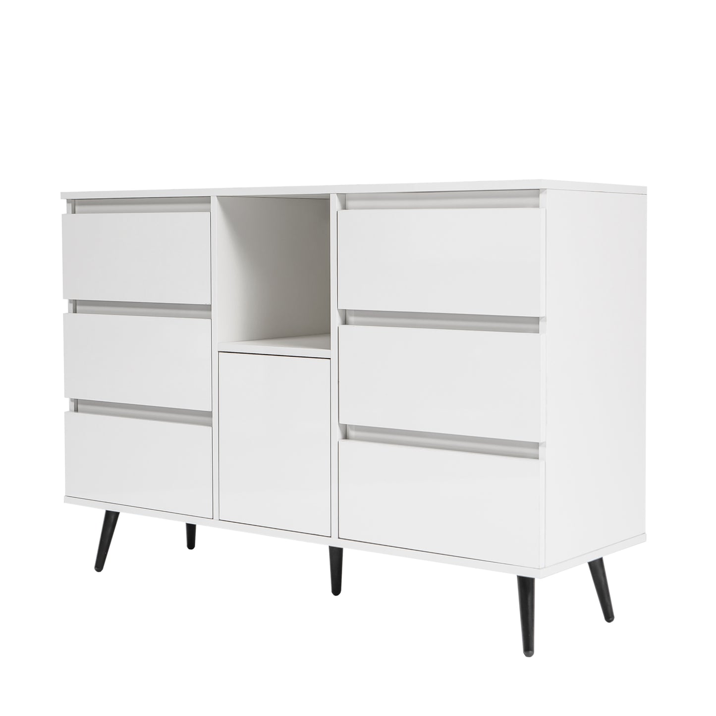 Living Room Sideboard Storage Cabinet White High Gloss with LED Light eprolo