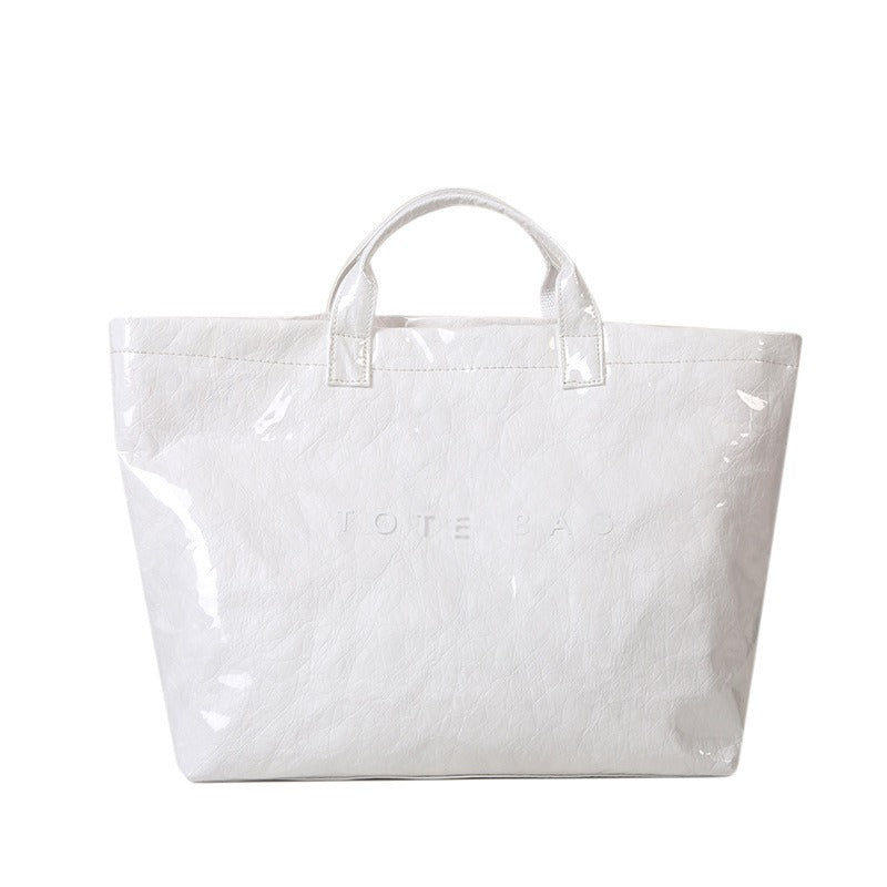 Fashionable Retro Dupont Paper Bag Women's Large Capacity Kraft Paper Handbag Shopping Bag Trendy Shello Creative Boutique