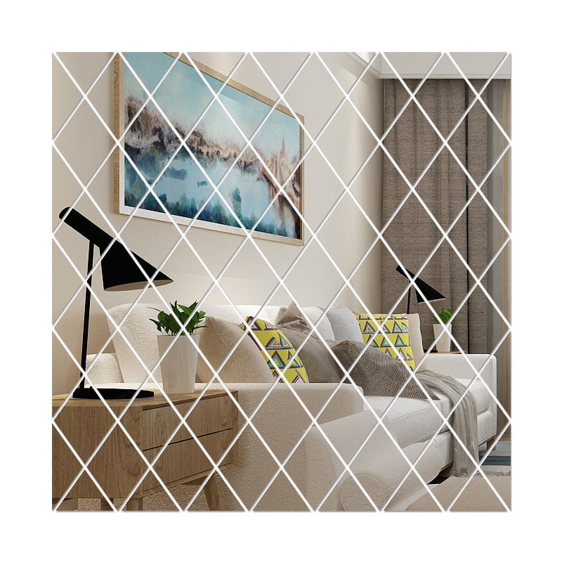 17/32/58Pcs 3D Mirror Wall Sticker DIY Diamonds Triangles Acrylic Wall Stickers Living Room Home Decoration adesivo de parede eprolo