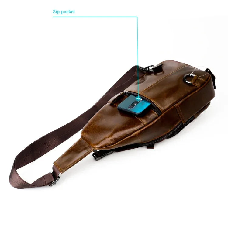 Men Leather Chest Bag Retro Shoulder Bag - Shello's Creative Boutique