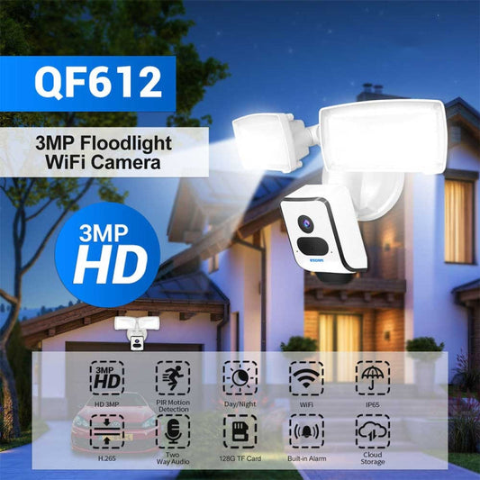 ESCAM QF612 3MP WiFi IP Camera & Floodlight, Support Night Vision / PIR Detection, QF612 SUNSKY