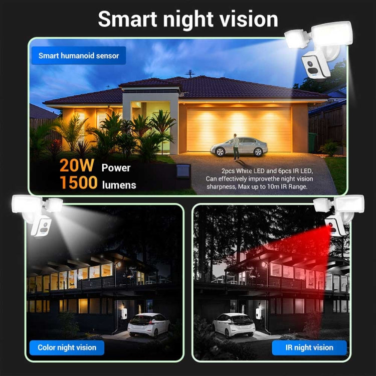 ESCAM QF612 3MP WiFi IP Camera & Floodlight, Support Night Vision / PIR Detection, QF612 SUNSKY
