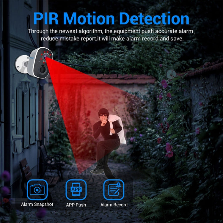 ESCAM G14 Rechargeable 1080P Full HD AI Recognition Infrared Night Vision WiFi Camera, G14 SUNSKY