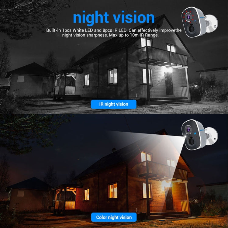 ESCAM G14 Rechargeable 1080P Full HD AI Recognition Infrared Night Vision WiFi Camera, G14 SUNSKY