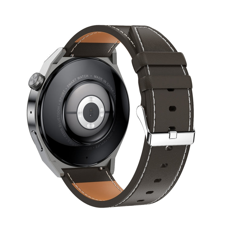 Ochstin 5HK46P 1.36 inch Round Screen Leather Strap Smart Watch with Bluetooth Call Function, Leather Strap(Brown), Leather Strap(Black) - Shello's Creative Boutique